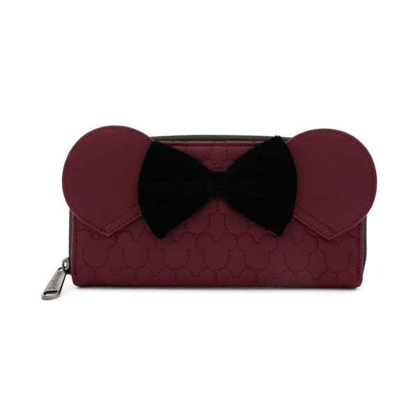 Loungefly Minnie Mouse Maroon Wallet Purse Quilted Burgundy Disney