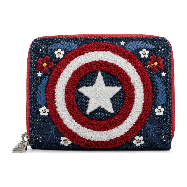Loungefly Marvel Captain America 80th Anniversary Floral Shield Zip ...